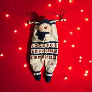 Santa’s Workbench Snowman Advent Calendar 26x16” Countdown To Christmas VTG